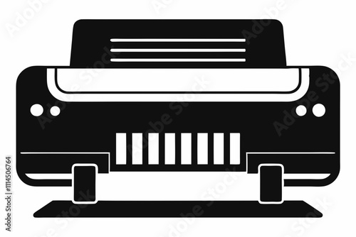 Printer silhouette black vector illustration and white background
