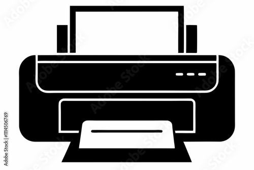 Printer silhouette black vector illustration and white background