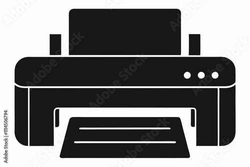 Printer silhouette black vector illustration and white background