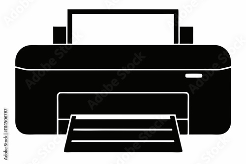 Printer silhouette black vector illustration and white background