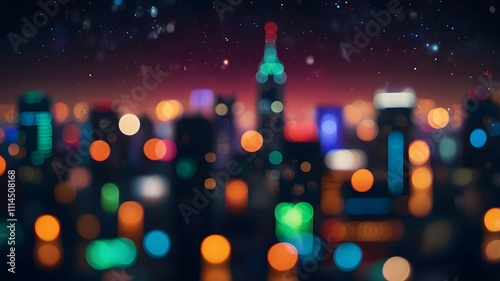 Blury Bokeh Lightning City Skyline