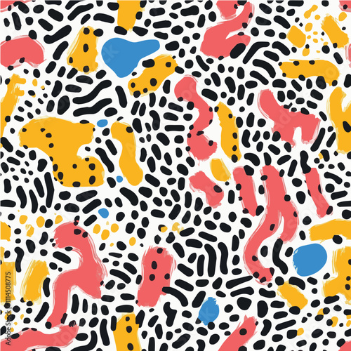 Vector Memphis Seamless Pattern unconventional combinations concept 