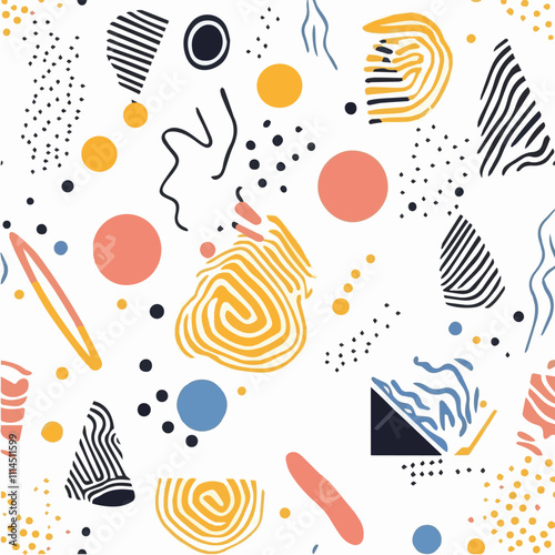 Vector Memphis Seamless Pattern unconventional combinations concept 