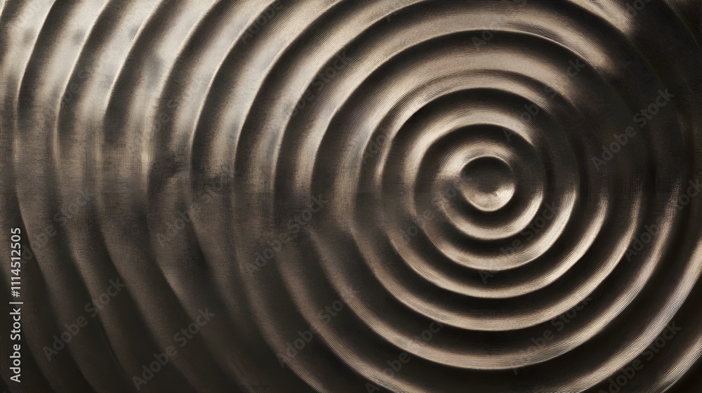 Obraz premium A mesmerizing background with concentric ripples in metallic tones, mimicking the effect of water.