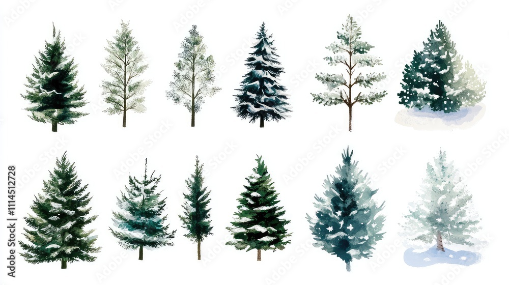 Fototapeta premium set of christmas trees