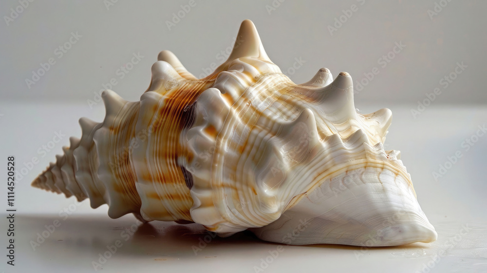 A conch shell with intricate spiral patterns A conch shell with intricate spiral patterns