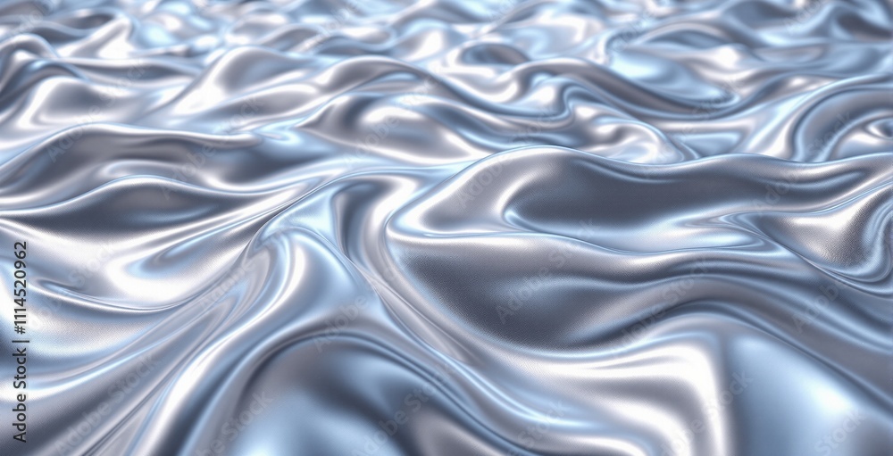 Fototapeta premium Shimmering Silver Liquid Surface with Fluid Wave Patterns