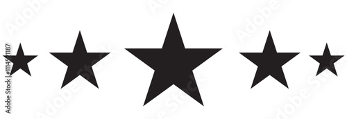 Five stars customer product rating review flat icon, Set of five star icon collection. Yellow and black star symbol eps 10