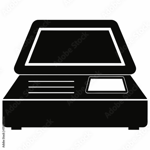 Scanner silhouette black vector illustration and white background