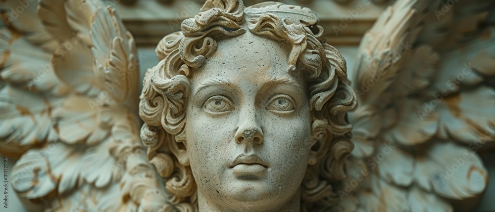 Angelic Cherub Sculpture Stone Carving Outdoor Monument Religious Art