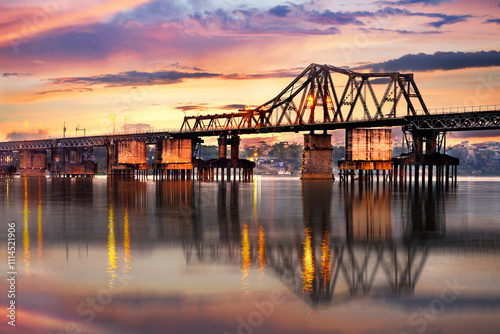 Long Bien Bridge in Hanoi, Vietnam photo