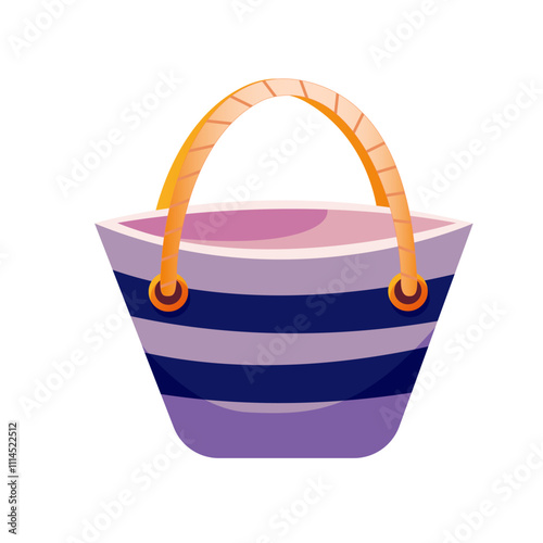 Beach bag. Vector illustration in flat style. Illustration is suitable for summer banners, postcards, stickers, invitations and more