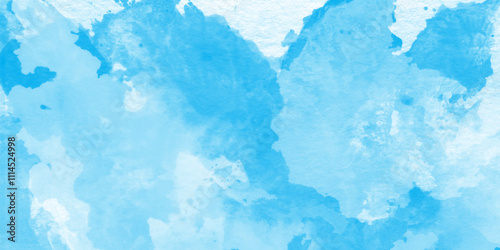 Colorful gradient ink colors wet effect hand drawn paper texture background, Blue watercolor abstract cloudy sky background, Abstract vector blue watercolor paint splash.