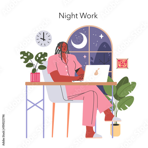 Working Mom Life. Flat Vector Illustration