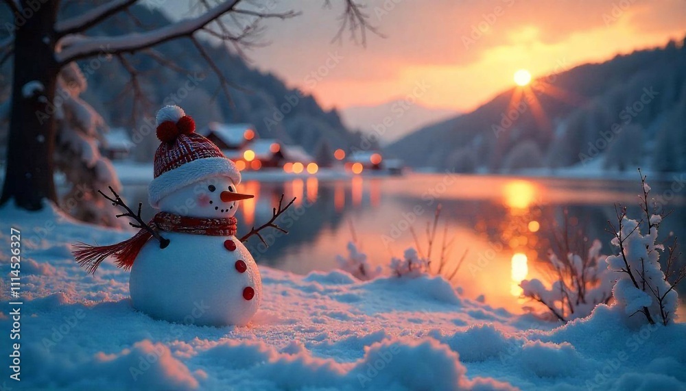 Fototapeta premium snowman in the snow