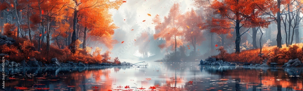 Fototapeta premium Trees are in the background, autumn background , banner, copy space