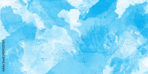 Colorful gradient ink colors wet effect hand drawn paper texture background, Blue watercolor abstract cloudy sky background, Abstract vector blue watercolor paint splash.