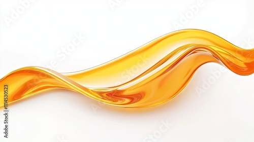 A smooth, flowing wave of golden orange liquid on a white background. photo