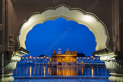 View over the Golden Temple at the twilight in Amritsar, Punjab, India