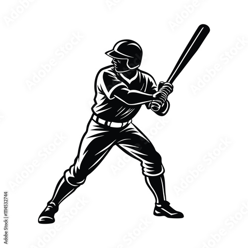Baseball Player Pose Silhouette Vector - Dynamic Sports Illustration for Athletic and Team Designs