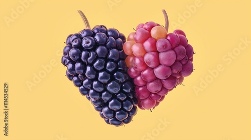 Wallpaper Mural Heart-Shaped Blackberries on Bright Background Torontodigital.ca