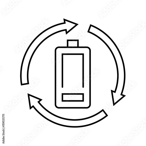 recycling battery line icon vector. recycling battery sign. isolated contour symbol black illustration