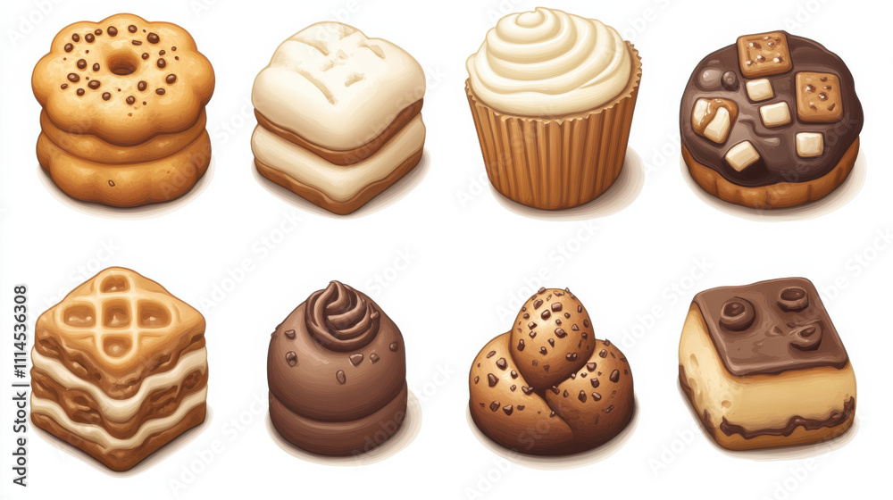 Delicious assortment of cookies and desserts including cupcakes, chocolate treats, and layered sweets, perfect for any sweet tooth craving Delicious assortment of cookies and desserts including cupcakes, chocolate treats, and layered sweets, perfect for any sweet tooth craving