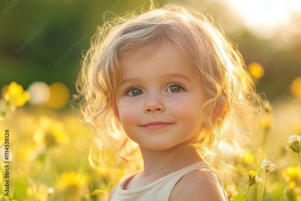 Fototapeta premium Portrait of beautiful child in nature at spring time