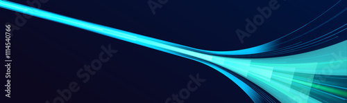 Laser beams glowing green abstract sparkling isolated on black background. Image with the effect of high-speed movement on the road, green stripes on a dark background. 