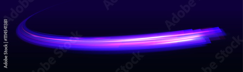 Image with the effect of high-speed movement on the road. Abstract fire flare trace lens flares. Expressway in long delay, with car lights at night on autobahn.