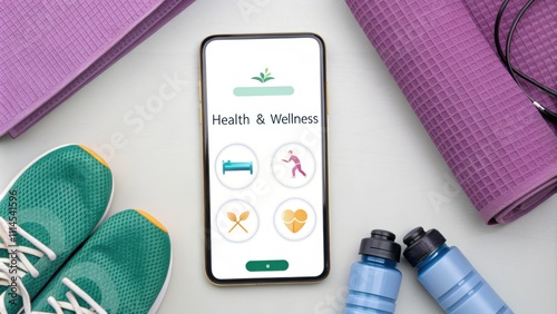 Health and wellness tracking home gym mobile app interface indoor aesthetic fitness motivation
