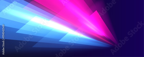 This graphic showcases the flow of high-speed data traffic, illuminated by neon light and dynamic light traces. The design reflects the concept of big data traffic streams. 