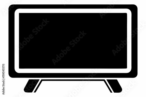 Smart TV silhouette black vector illustration and white background