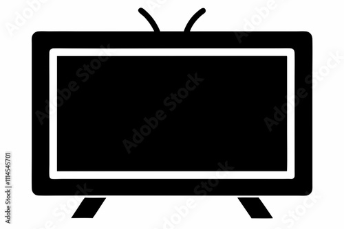 Smart TV silhouette black vector illustration and white background