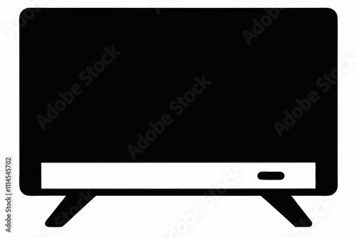 Smart TV silhouette black vector illustration and white background