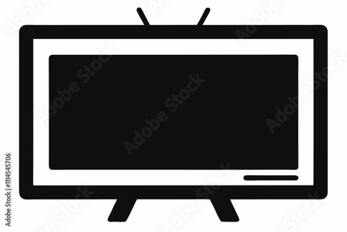 Smart TV silhouette black vector illustration and white background