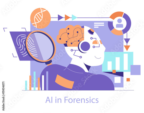 Forensics Technologys. Flat Vector Illustration