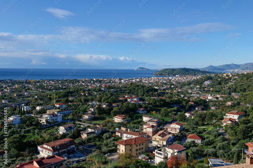 Fototapeta premium The Gulf of Gaeta seen from the town of Minturno in Italy.