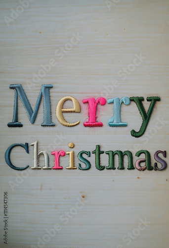  QuotThe Words Merry Christmas on simple Background.