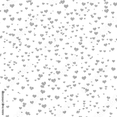 Heart Confetti Overlay Silver Sparkling Glitter Transparent PNG background