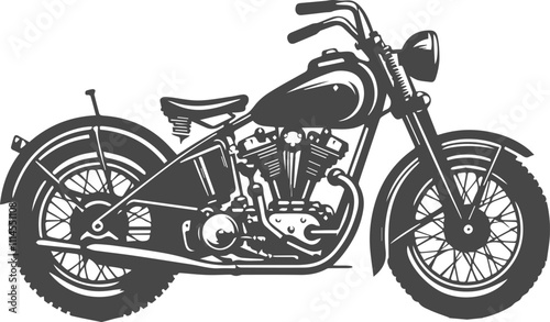 Biker rides a retro motorcycle silhouette black and white design vector illustration