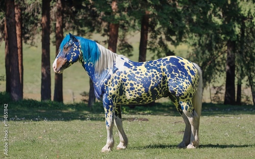 white horse on the meadow