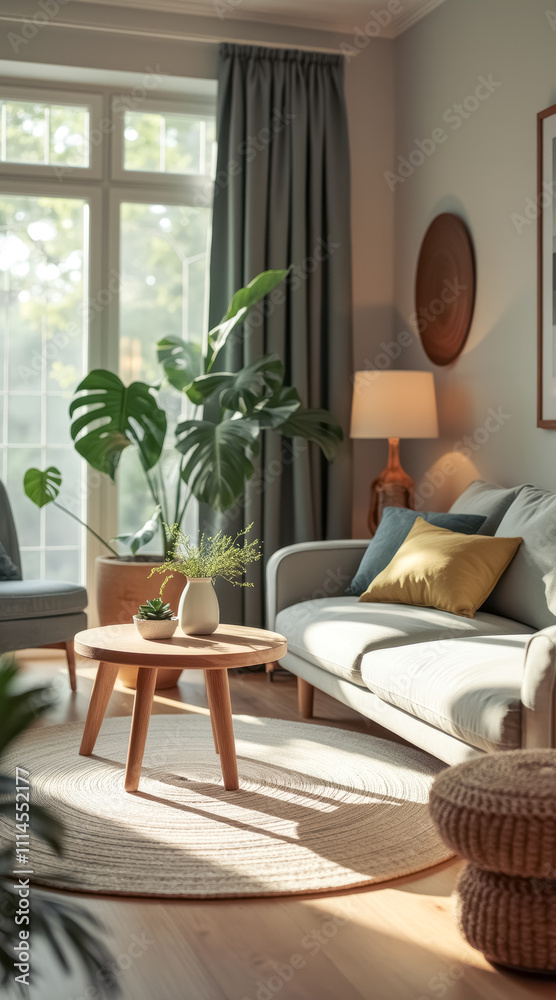 Obraz premium bright living room with minimalist decor natural light