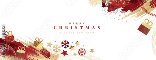 Merry Christmas and Happy New Year. Vector illustration for background, greeting card, party invitation card, website banner, social media banner, business and marketing material.