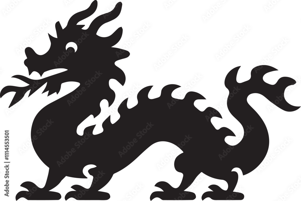 Fototapeta premium Dragon silhouettes vector art illustration