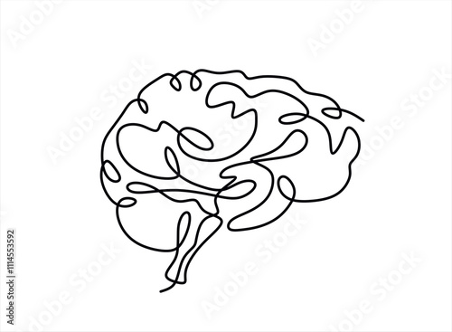 Brain continuous one line drawing
