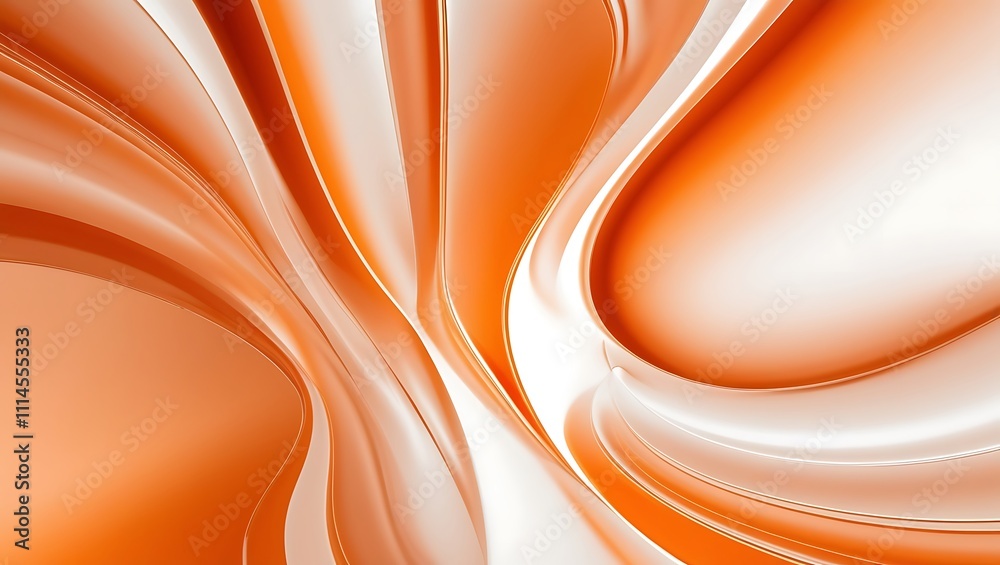 Fototapeta premium Abstract orange and white wavy gradient background. Generative Ai.
