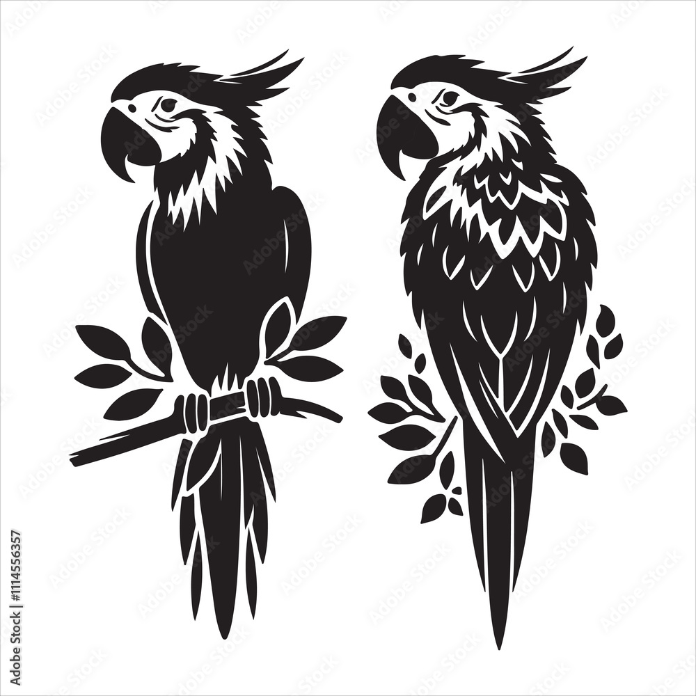Fototapeta premium An illustration of a bird in black and white with a black outline