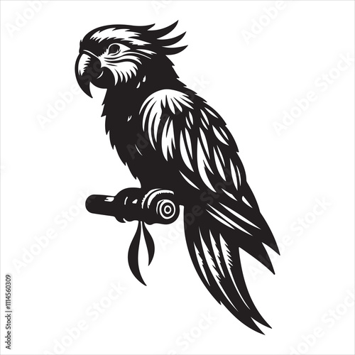 Illustrator Black and White Backgrounds with a Macaw Bird Icon