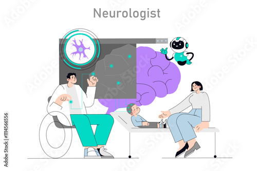 Medical Visits for Inclusive Children. Flat Vector Illustration